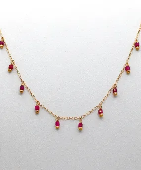 Susan Rifkin Tiny Ruby Multi Charm Necklace | 14k Gold Filled