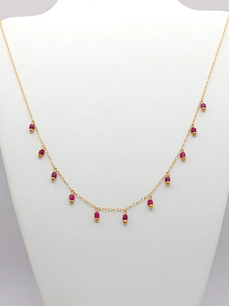 Susan Rifkin Tiny Ruby Multi Charm Necklace | 14k Gold Filled