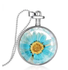 Teal Daisy Necklace