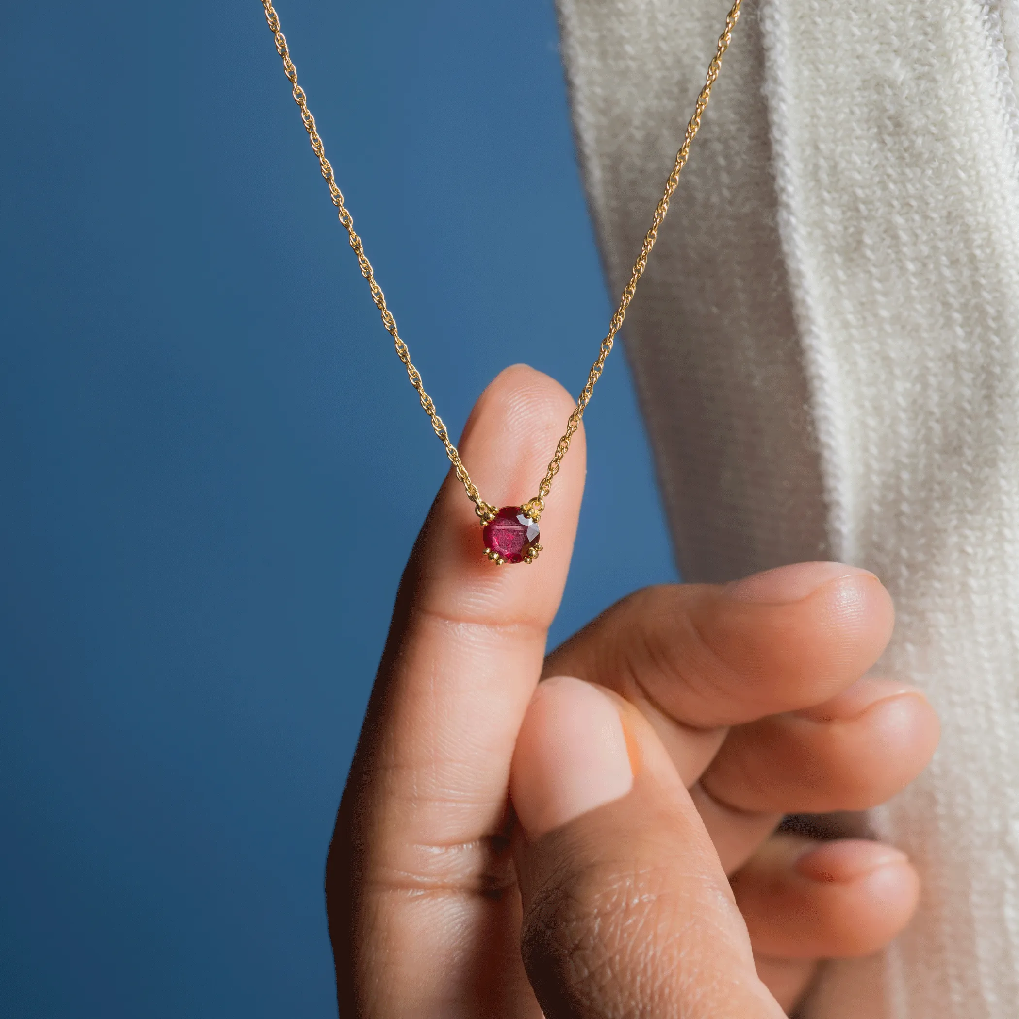 Threaded Necklace, 0.47ct. Round Cut Ruby - OOS