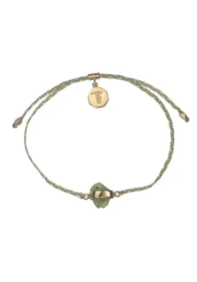 Tiger Frame Peridot Crystal Gold Bracelet- Green/Cream