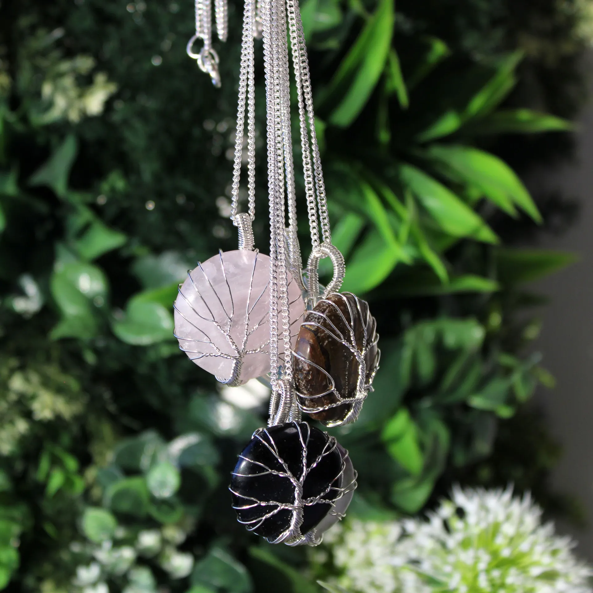 Tree of Life Gemstone Necklace - Tiger Eye | Natural Luck & Success Amulet