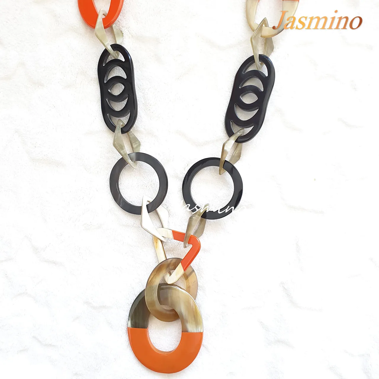 Trendy Handmade Necklace J17659, Made by Buffalo Horn and Lacquer