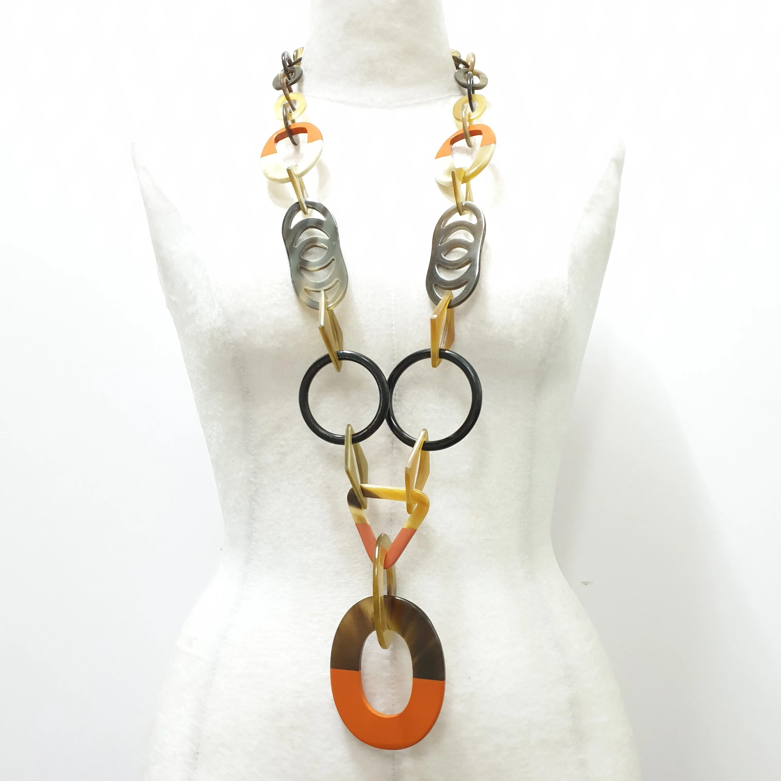 Trendy Handmade Necklace J17659, Made by Buffalo Horn and Lacquer