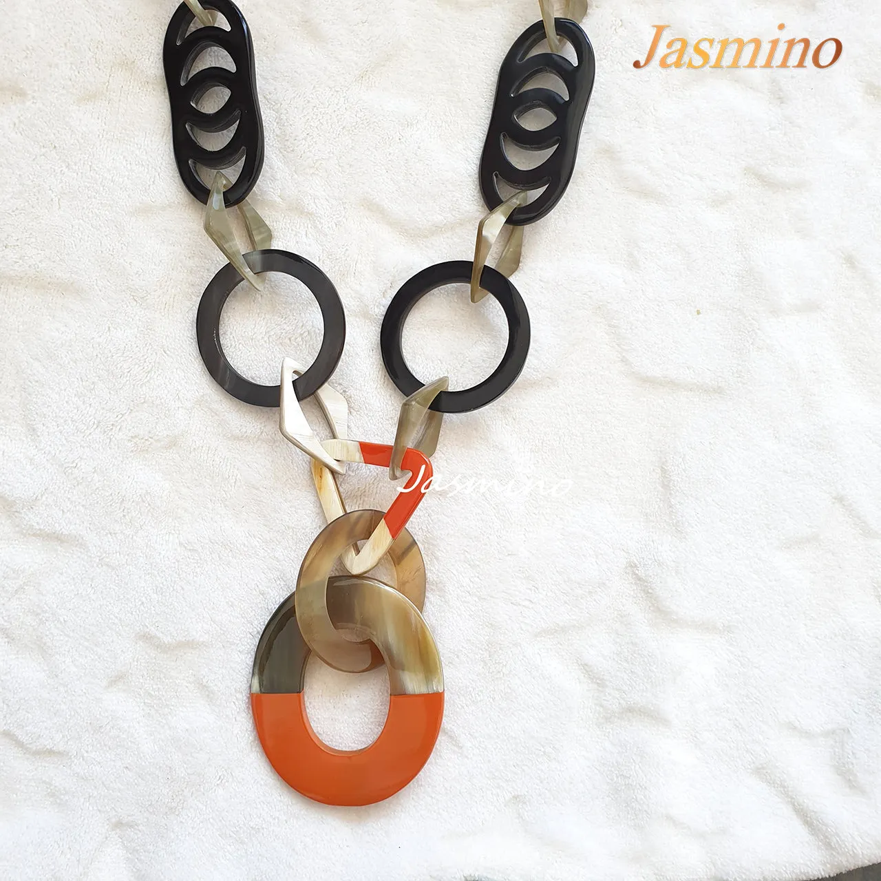 Trendy Handmade Necklace J17659, Made by Buffalo Horn and Lacquer