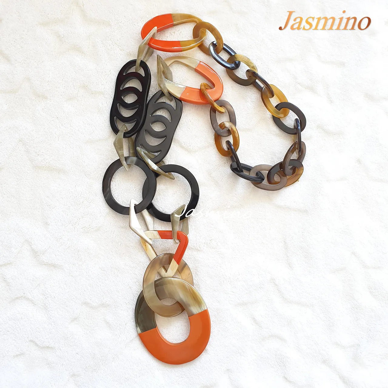 Trendy Handmade Necklace J17659, Made by Buffalo Horn and Lacquer