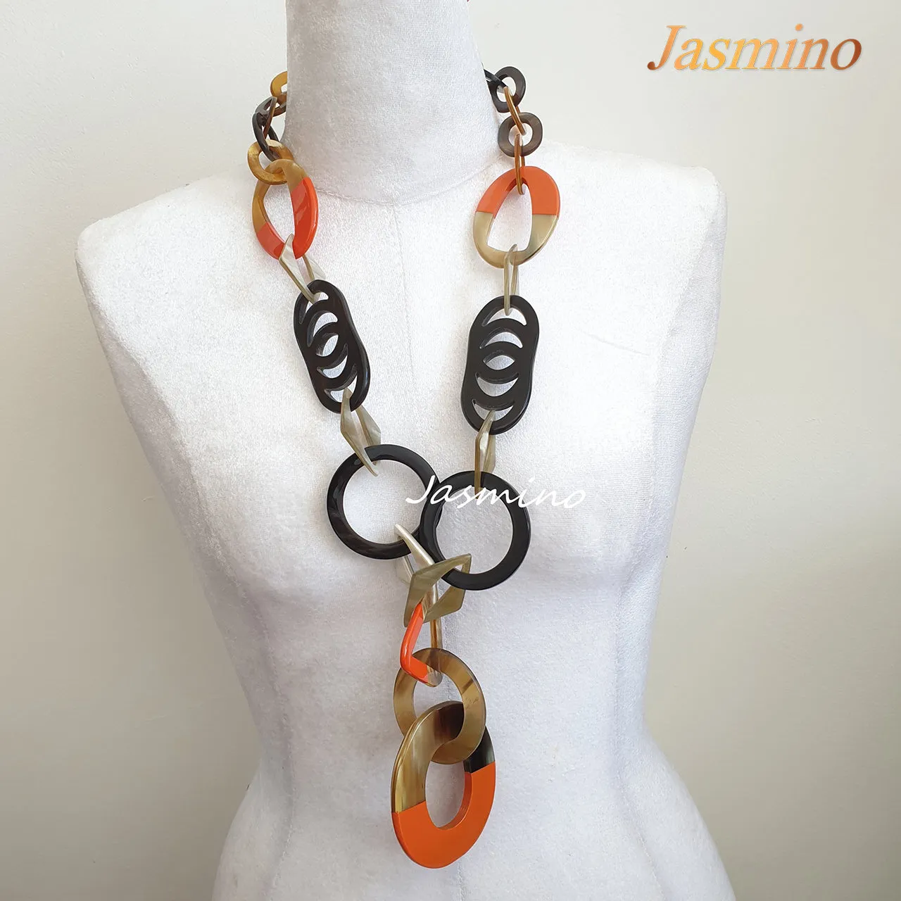 Trendy Handmade Necklace J17659, Made by Buffalo Horn and Lacquer