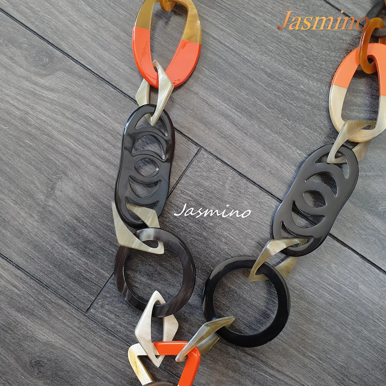 Trendy Handmade Necklace J17659, Made by Buffalo Horn and Lacquer