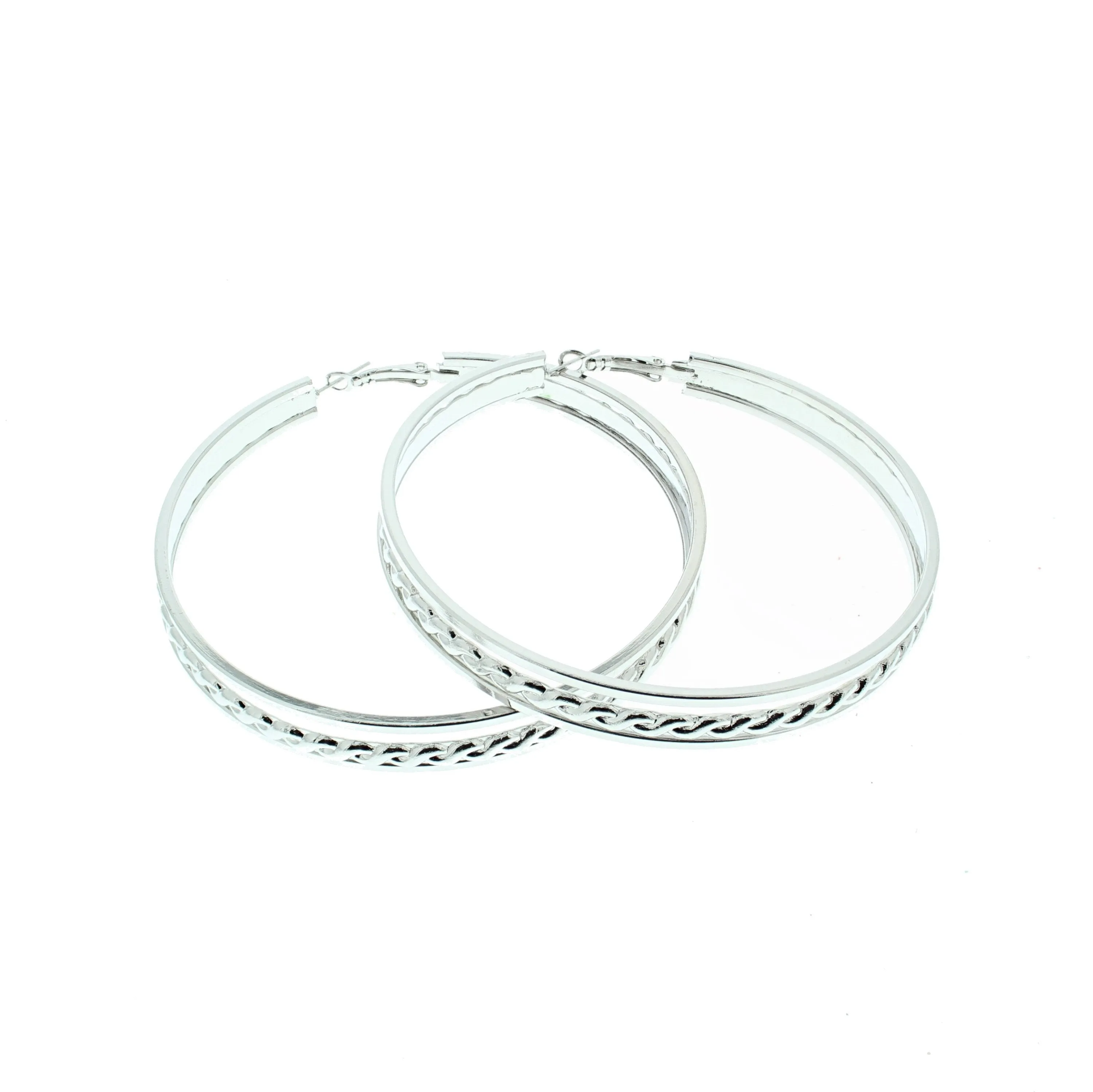 Triple Patterned Hoop Earrings (Diameter - 7.8cm)