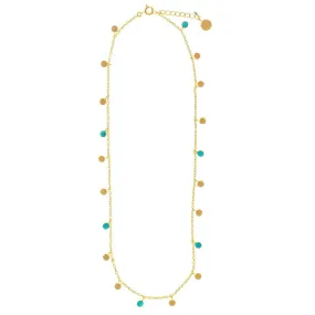 TURQUOISE GOLD DISK NECKLACE