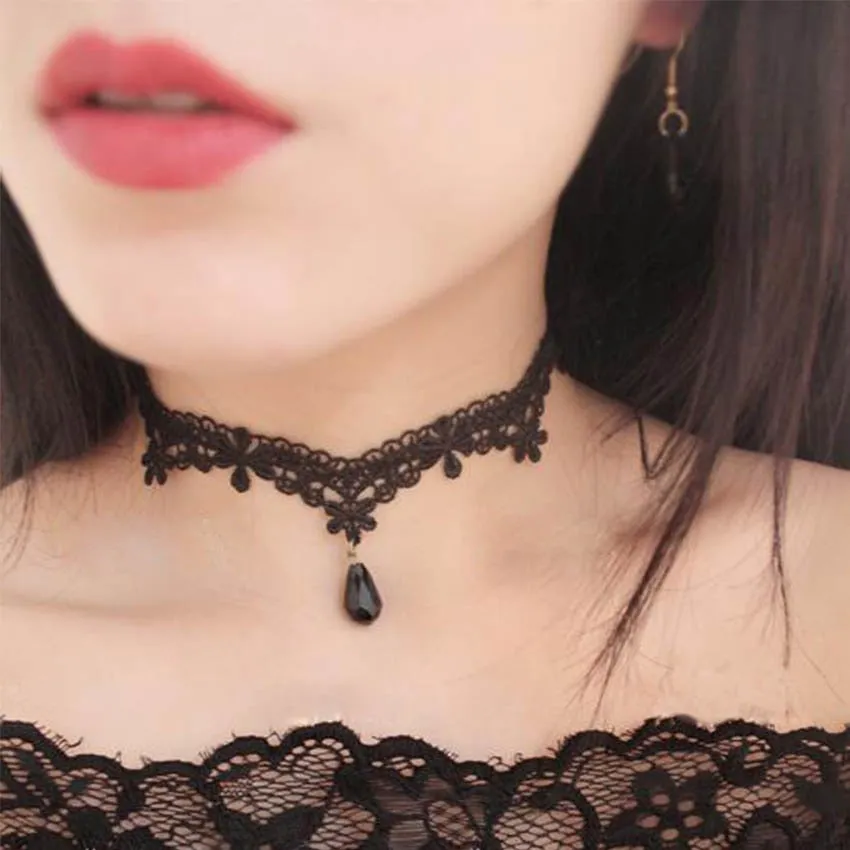 VenusFox Velvet Tassel Lace Choker