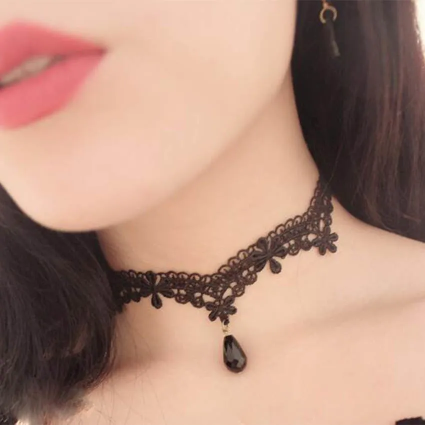 VenusFox Velvet Tassel Lace Choker