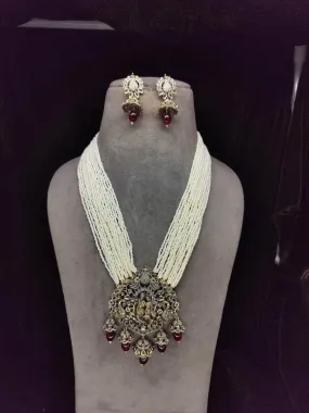 Victorian Finish Temple Necklace And Jhumka Set