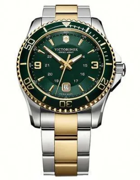 Victorinox Swiss Army Maverick GS Two-Tone Mens Watch - Green Dial - Bracelet