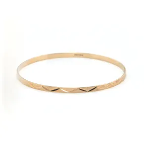 Vintage 14K Yellow Gold Bangle Bracelet with Etched Motif