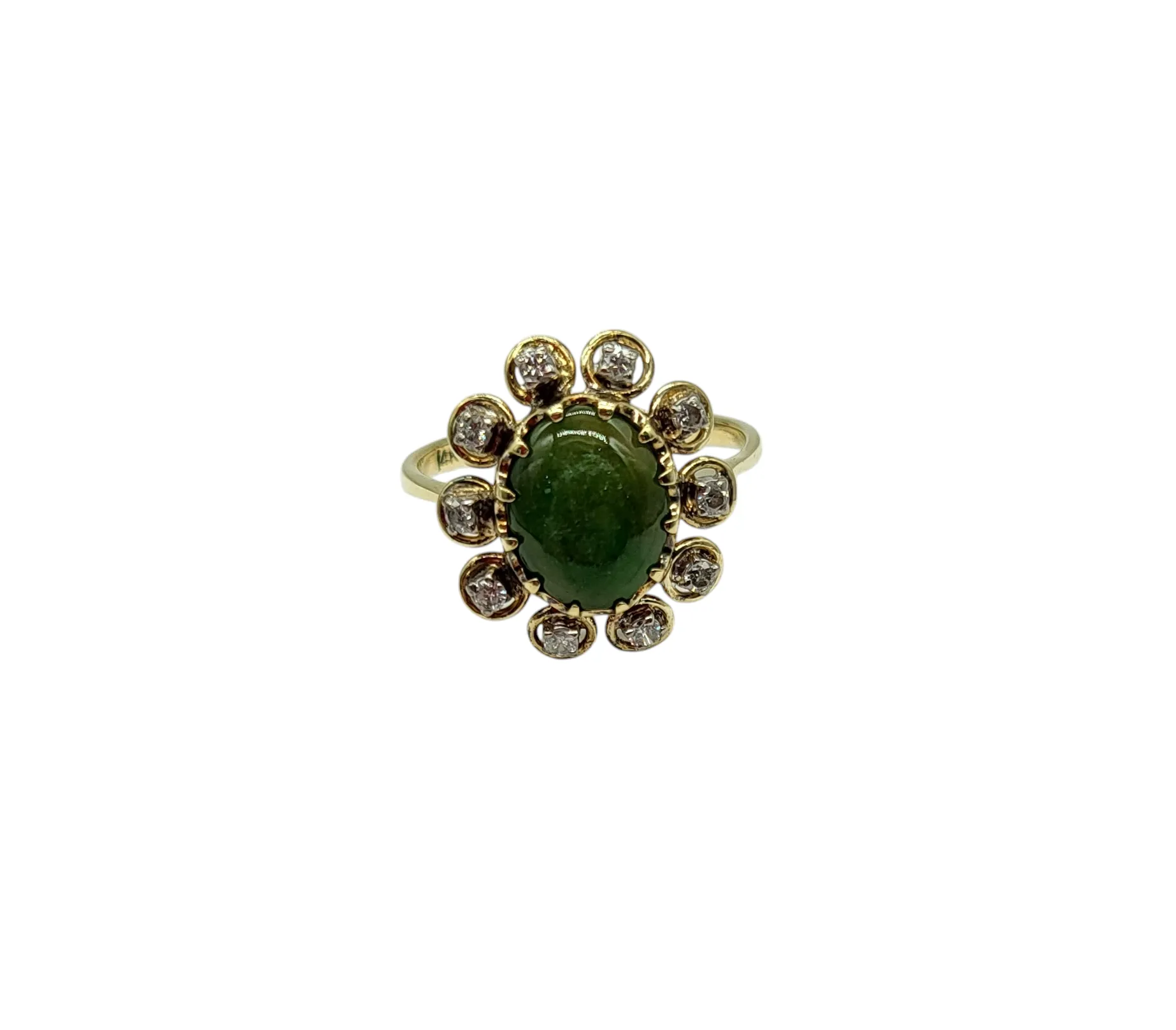 Vintage Jade and Diamond Flower Ring