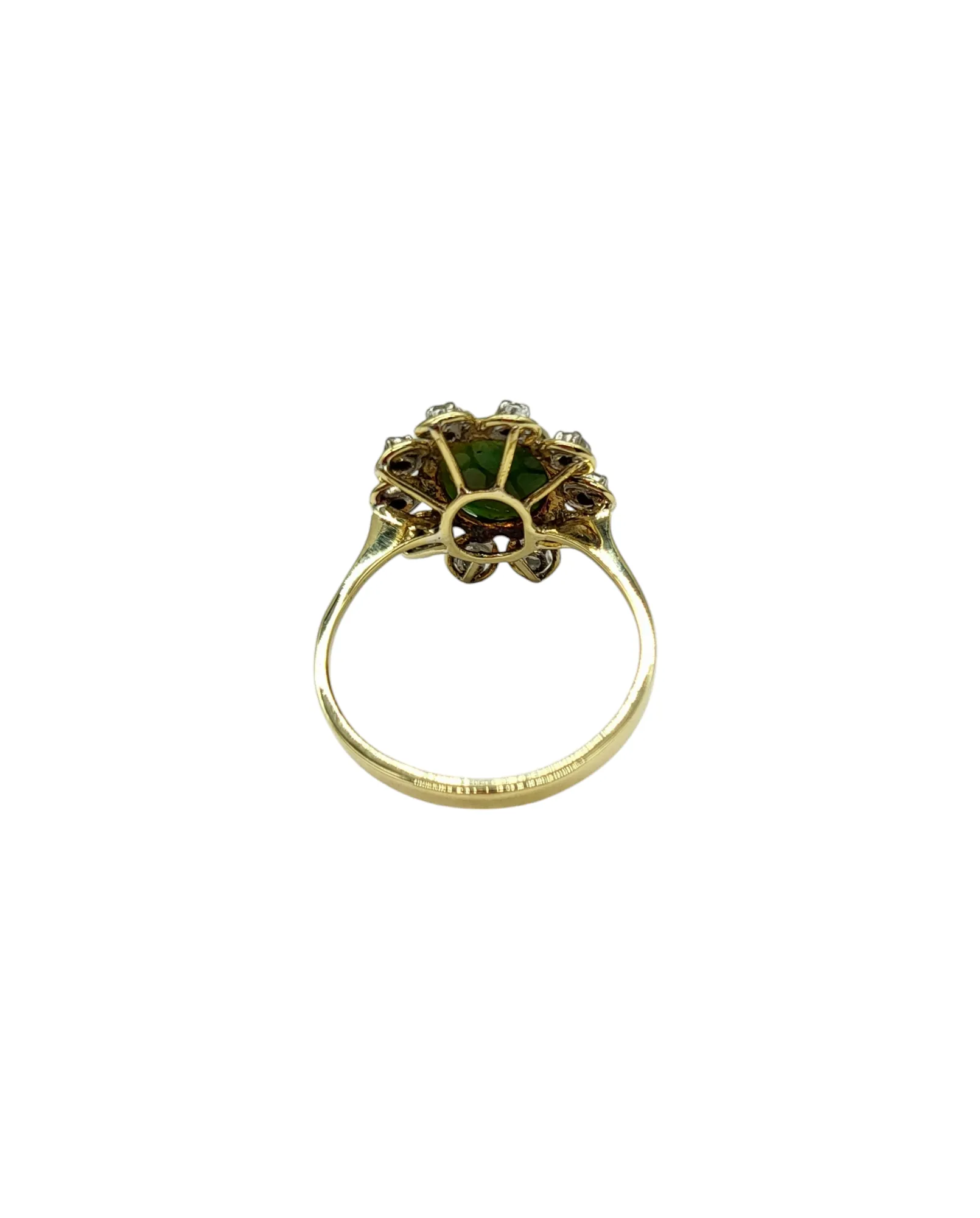 Vintage Jade and Diamond Flower Ring