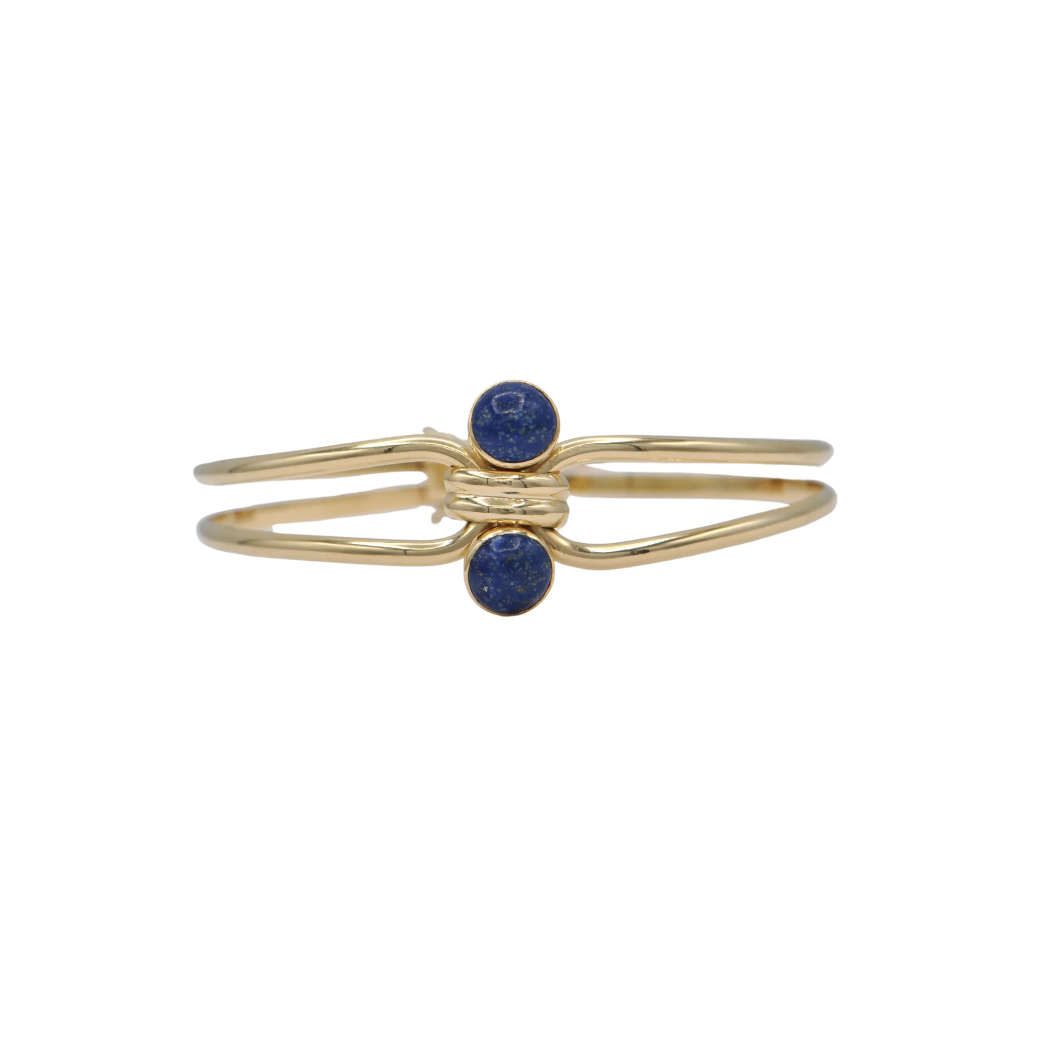 Vintage Lapis Lazuli 18k Gold Bangle Bracelet