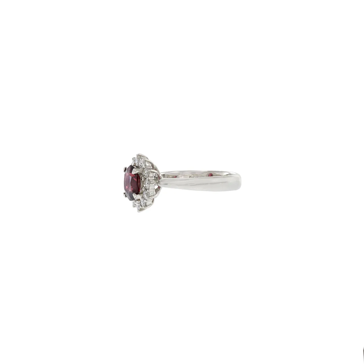 Vintage Platinum Genuine Red Spinel And Diamond Ring