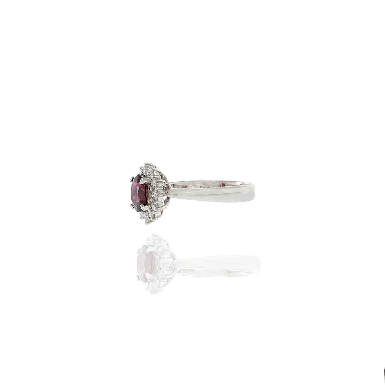 Vintage Platinum Genuine Red Spinel And Diamond Ring