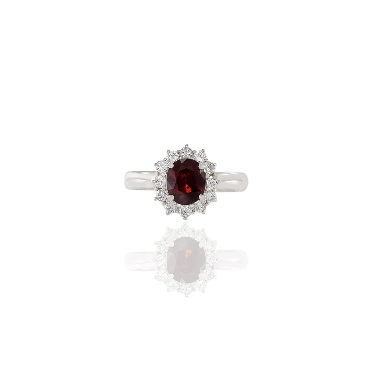 Vintage Platinum Genuine Red Spinel And Diamond Ring