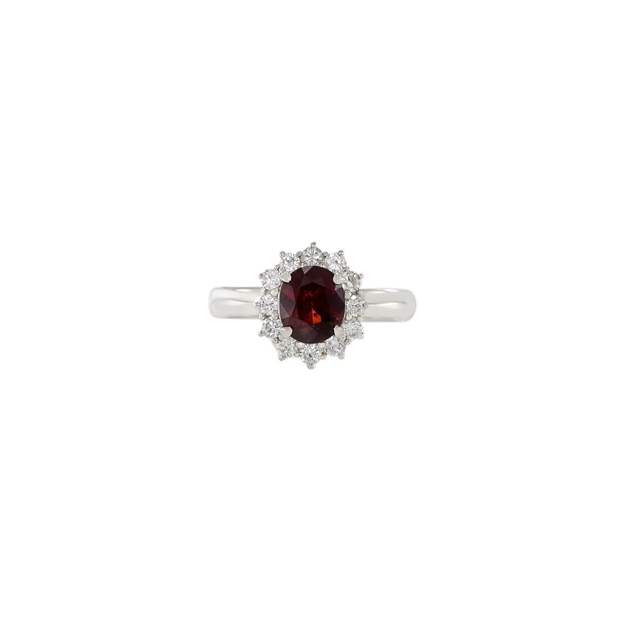 Vintage Platinum Genuine Red Spinel And Diamond Ring