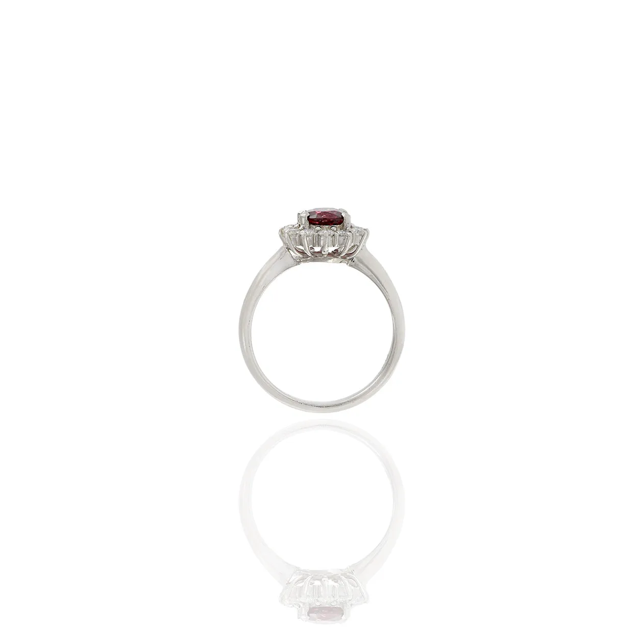 Vintage Platinum Genuine Red Spinel And Diamond Ring