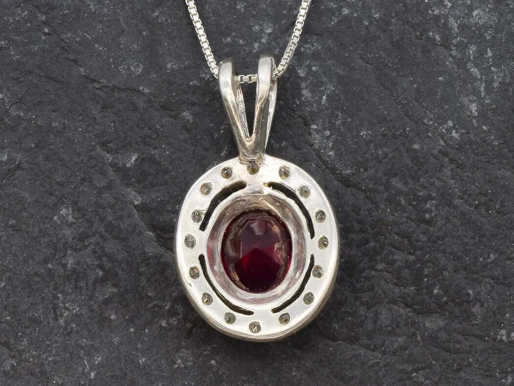 Vintage Ruby Pendant - Red Oval Necklace - Classic Ruby Necklace