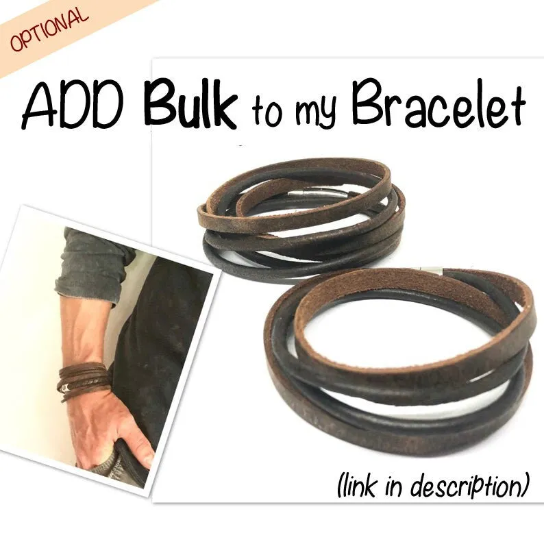 Vintage Style Brown Personalized Leather Wrap Around Bracelet, Custom Engraved Leather Bracelet, Custom Leather Bracelet Men, Bracelet Homme