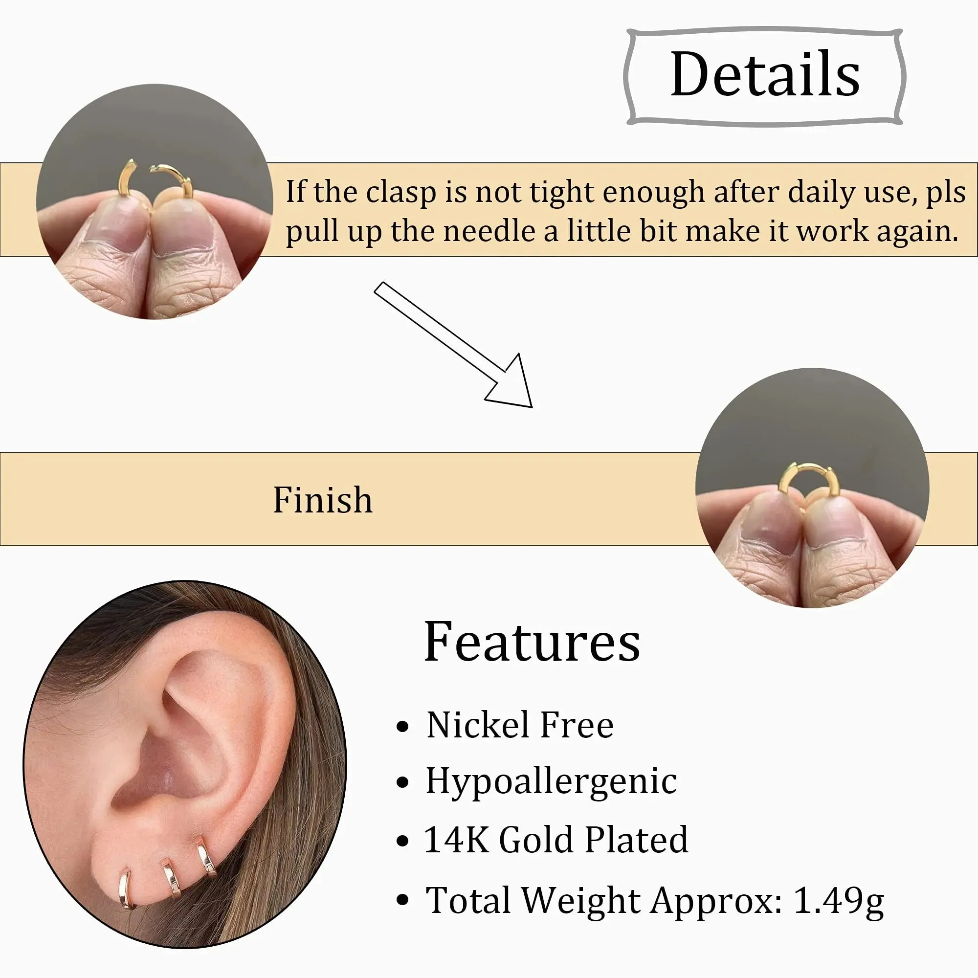 Vonmoos Hoop Earrings for Women 14K Gold Plated Jewelry Set for Men New Luxury Piercing Ear Rings Hypoallergenic Earrings