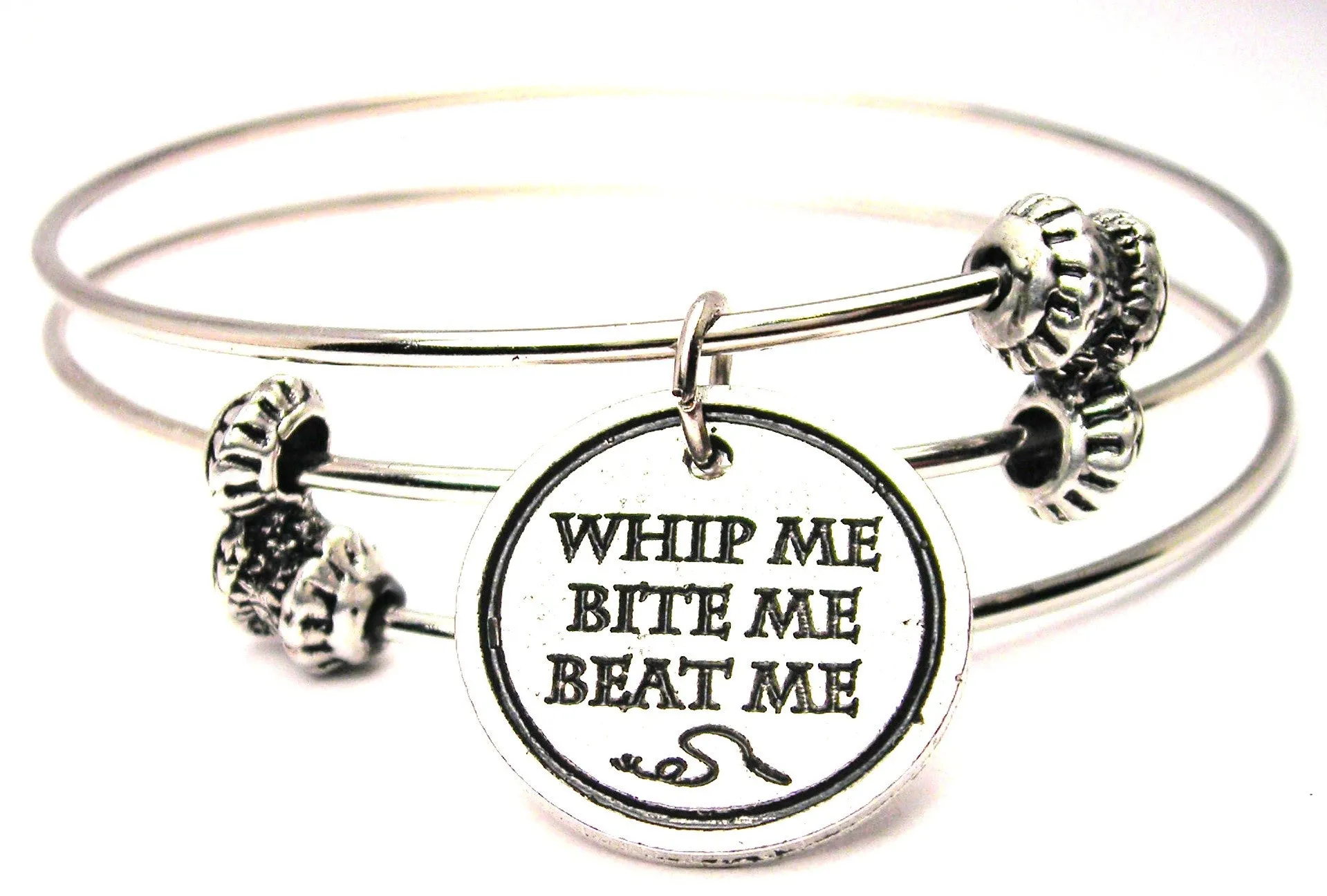 Whip Me Bite Me Beat Me Circle Triple Style Expandable Bangle Bracelet