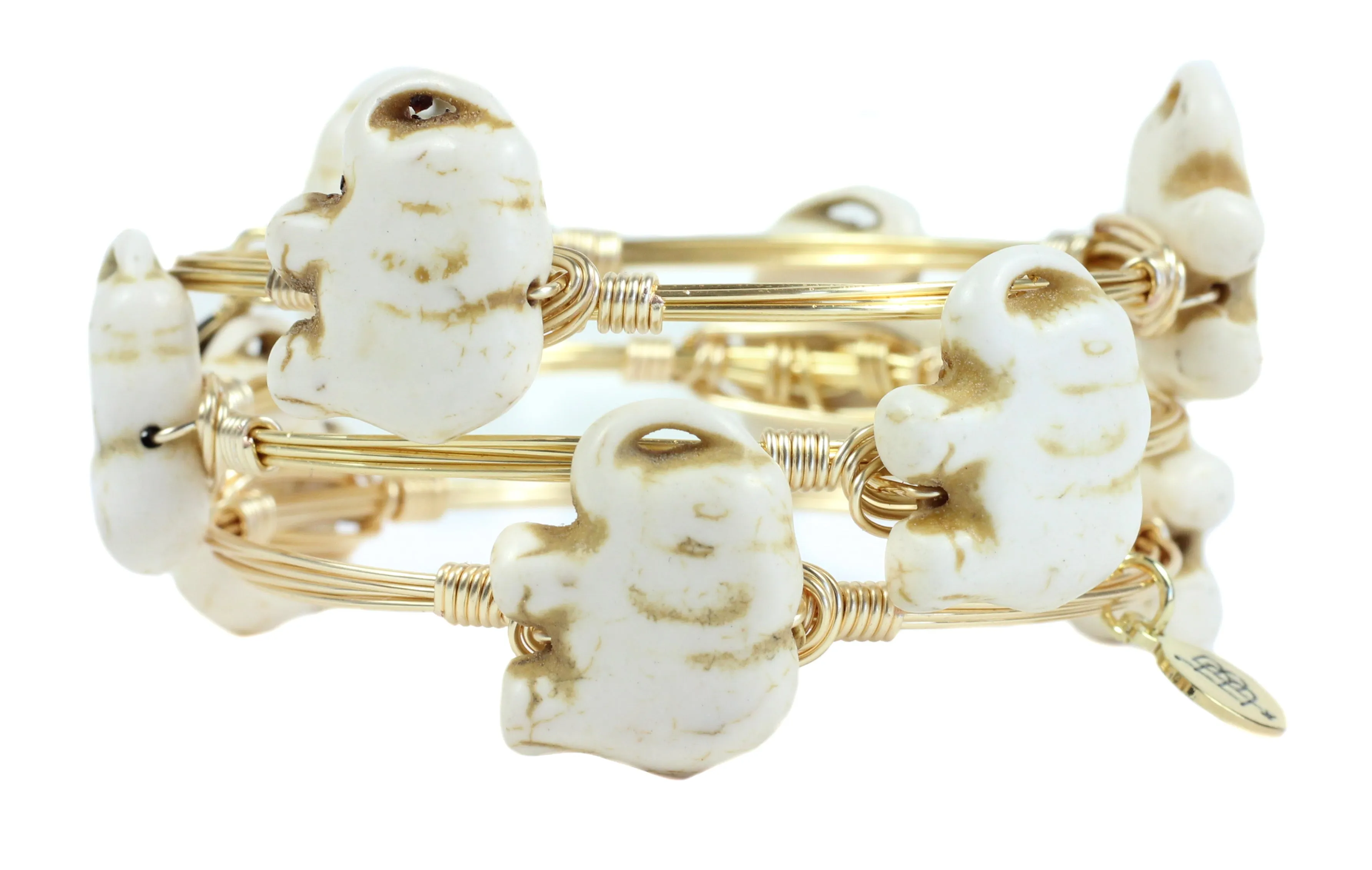 White Elephant Bangle Bracelet