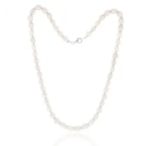 White Freshwater Flat Pearl 43cm Necklace with Sterling Silver Clasp