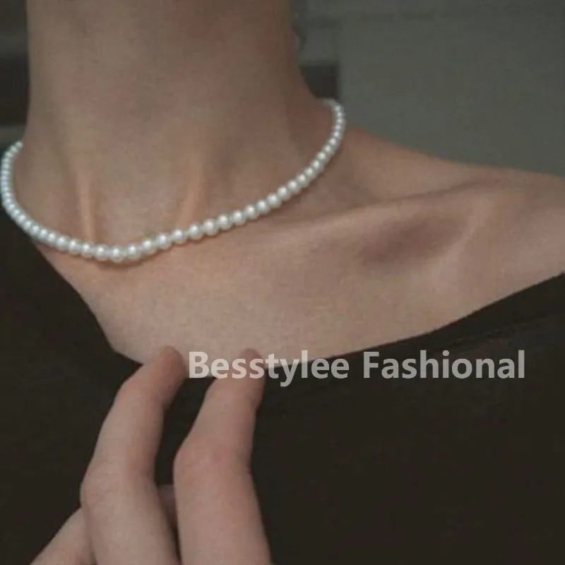 Women Fashion Vintage Pearl Necklace Party Necklace Elegant Chain Retro Accessories All Match Necklace Streetstyle Necklace