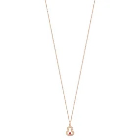 Wulu necklace in 18K rose gold with diamonds and ruby