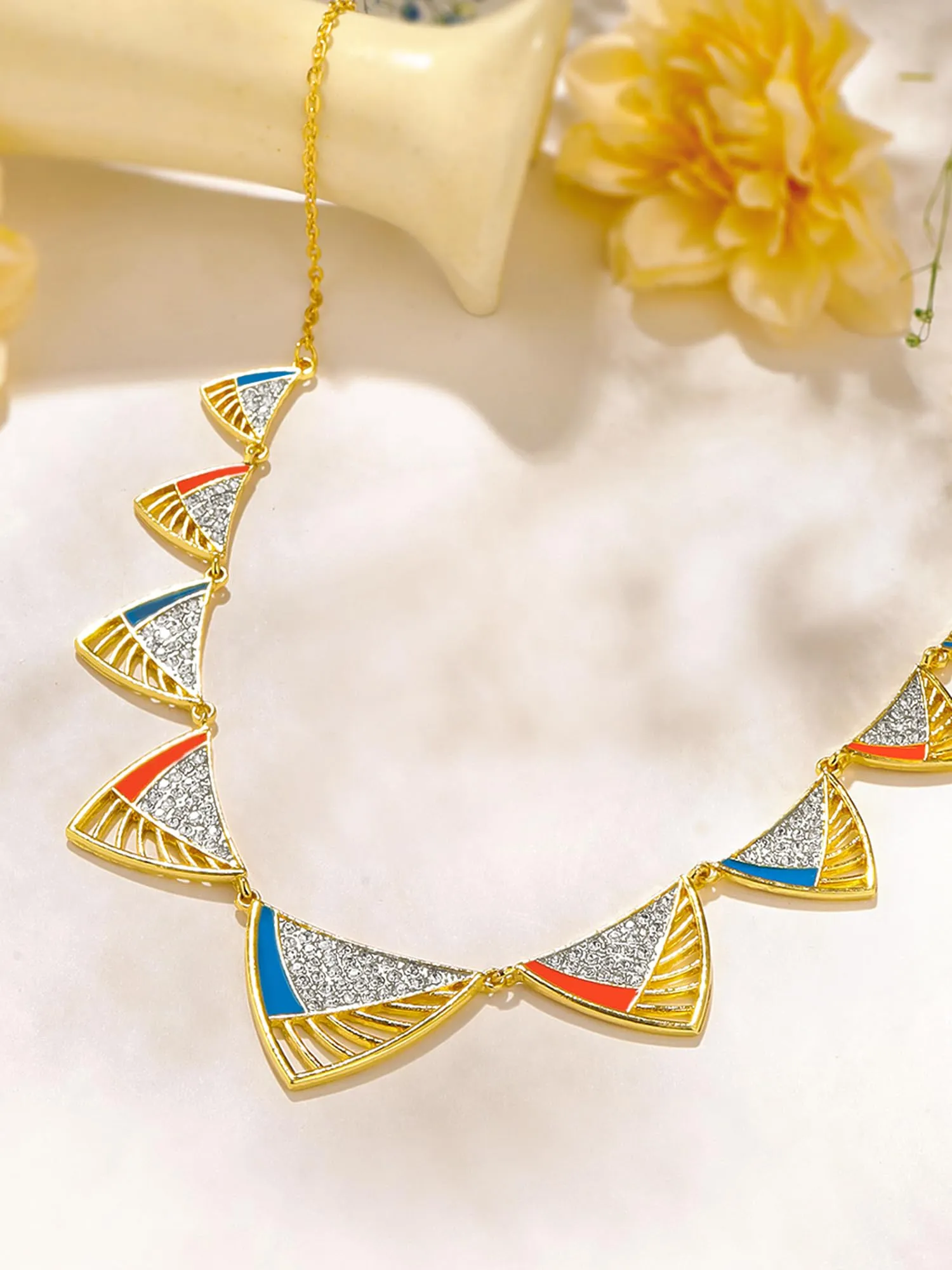 Yellow Chimes Choker Necklace For Women | Fashion Western Necklace For Girls | Golden White Stone Necklace | Gold Plated Neck Chain For Women | Birthday Gift for Girls Anniversary Gift for Wife