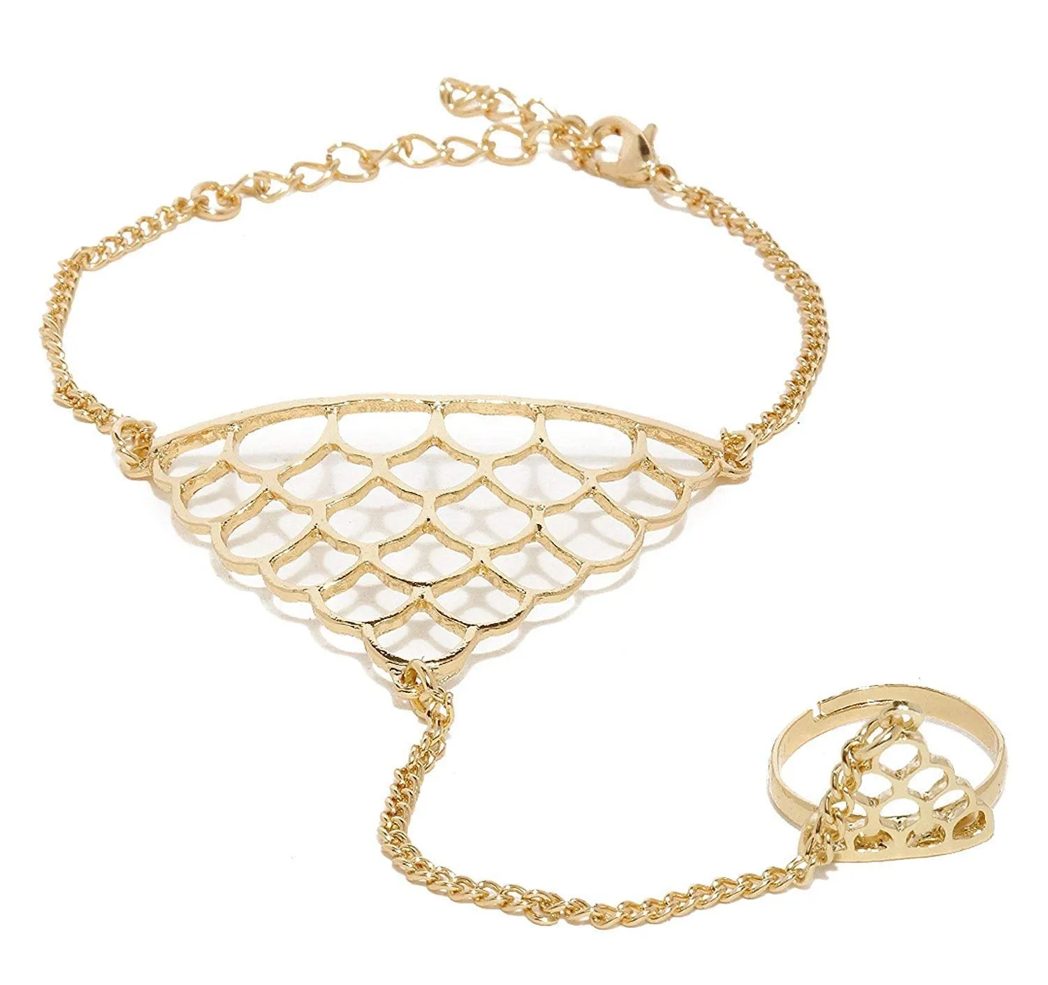 Yellow Chimes Gold Plated Strand Ring Bracelet for Women and Girls