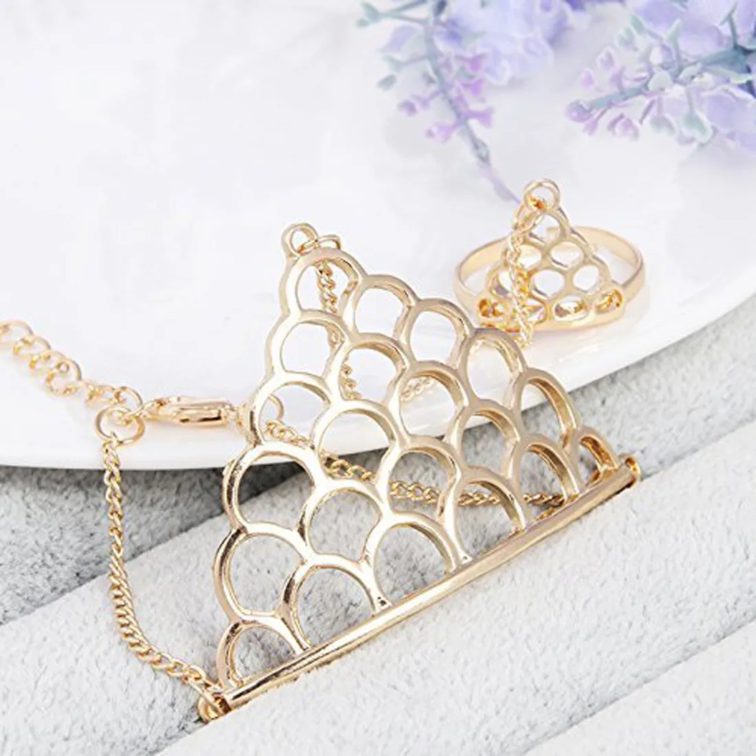 Yellow Chimes Gold Plated Strand Ring Bracelet for Women and Girls