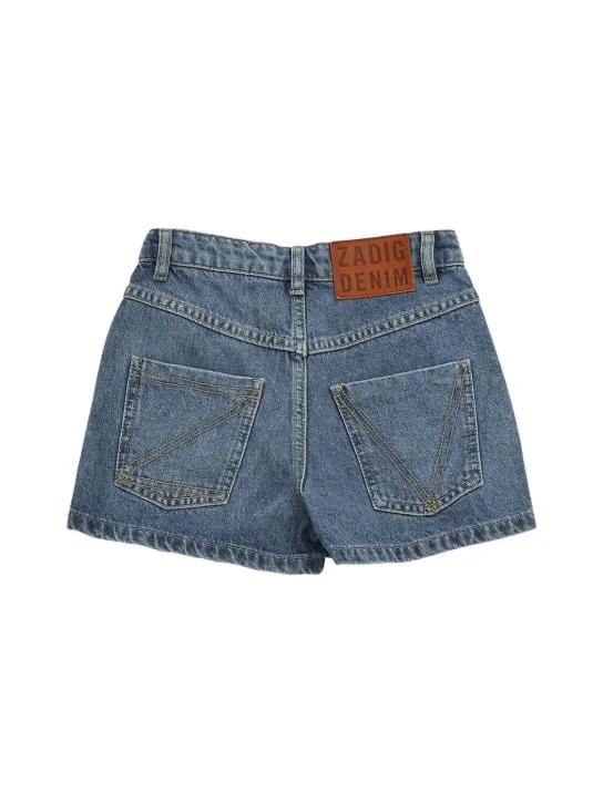 Zadig&amp;Voltaire   Embellished logo cotton denim shorts 